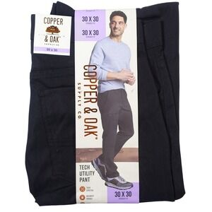 Copper and Oak Supply Co Utility Pants Men 30x30 Black Straight Fit Tech Stretch